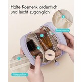 Vlando Kleine make-uptas voor portemonnee met steekvakken, make-uptas voor dames met ritssluiting, waterdichte make-uptas voor vrouwen, lichtlila, Klassiek