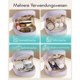 Vlando Kleine make-uptas voor portemonnee met steekvakken, make-uptas voor dames met ritssluiting, waterdichte make-uptas voor vrouwen, lichtlila, Klassiek