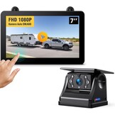 eRapta Draadloze achteruitrijcamera-kit op zonne-energie, 7 inch, 1080p monitor, touchscreen, IPS-monitor, 1 min, doe-het-zelfinstallatie, IP69K waterdichte achteruitrijcamera voor personenauto