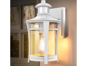 Lamomo Buitenlamp met Bewegingssensor, 3 verlichtingsmodi, Licht met Bewegingssensor voor Buiten, Waterdichte Aluminium Buitenmuurlamp Wit, LED-Scone voor Huis, Garage, Ingangen, Tuin
