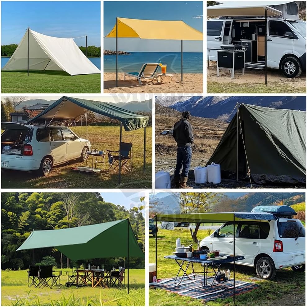 Tentstang, telescoopstang, set van 2, opstelstang voor tarp, tent, zonnezeil, campingzeilen, tentstokken verstelbaar van 50-200 cm, stang voor bevestiging van het zonnezeil