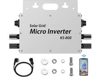 800W Balkon Zonne-energie Omvormer met WLAN App - Pure Sinusgolf, IP65 Waterdicht, 10 Jaar Garantie