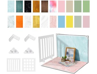 10-delige fotoachtergrondset, 42 x 29 cm, productfotografie, dubbelzijdig opvouwbaar, ideaal voor fotostudio's, sieraden, cosmetica, tafels en bureaus
