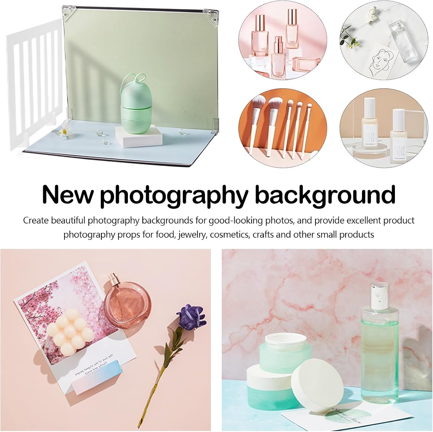 10-delige fotoachtergrondset, 42 x 29 cm, productfotografie, dubbelzijdig opvouwbaar, ideaal voor fotostudio's, sieraden, cosmetica, tafels en bureaus