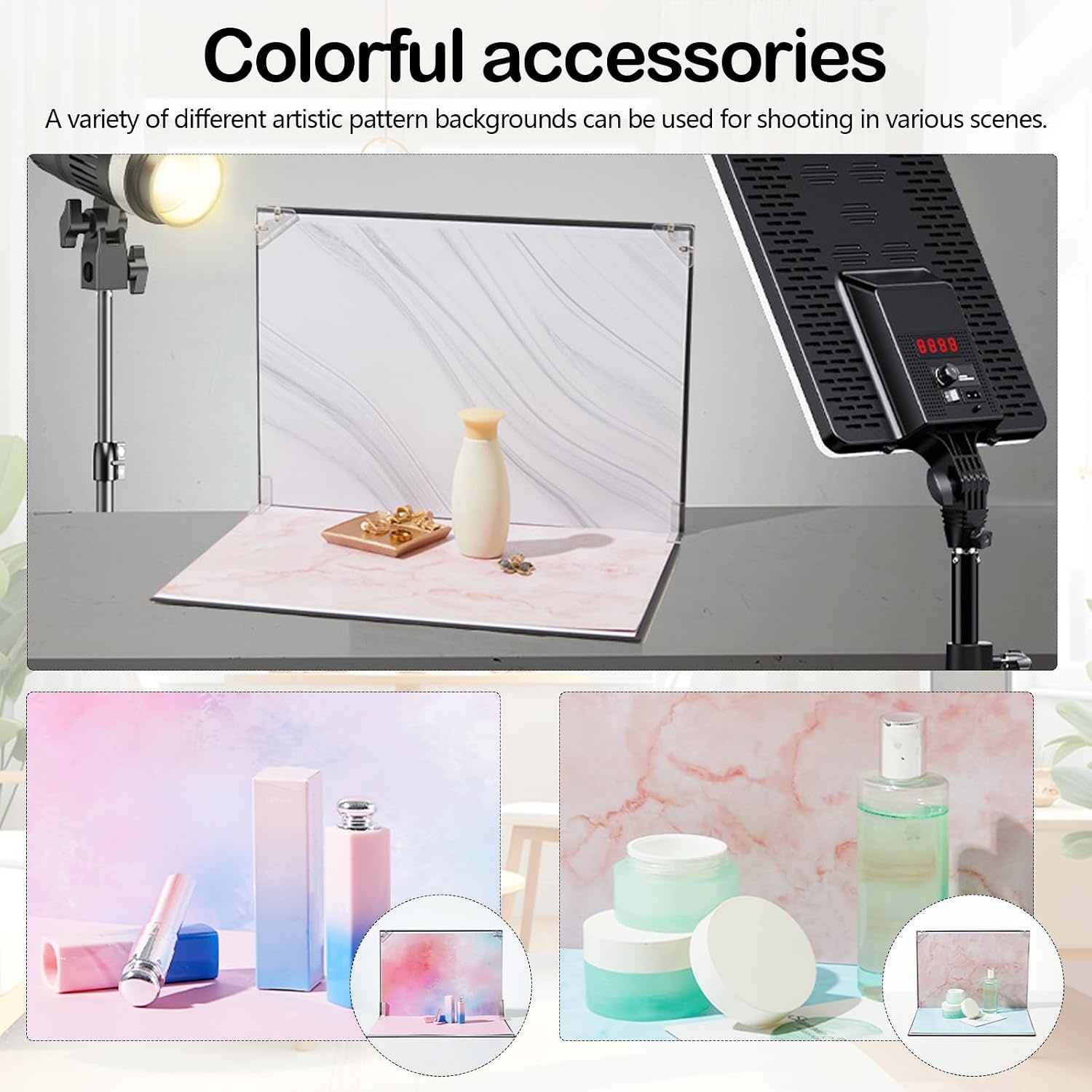 10-delige fotoachtergrondset, 42 x 29 cm, productfotografie, dubbelzijdig opvouwbaar, ideaal voor fotostudio's, sieraden, cosmetica, tafels en bureaus