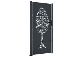 vidaXL Stalen Tuinpoort 105x205 cm met Boomontwerp - 35% Korting