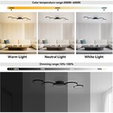 BAYHT Plafondlamp met afstandsbediening, woonkamerlamp met Matter compatibel met HomeKit, Alexa, Google en IFTTT, 50W moderne LED-plafondlamp voor slaapkamer en woonkamer (100cm, zwart)