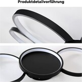 BAYHT Plafondlamp met afstandsbediening, woonkamerlamp met Matter compatibel met HomeKit, Alexa, Google en IFTTT, 50W moderne LED-plafondlamp voor slaapkamer en woonkamer (100cm, zwart)