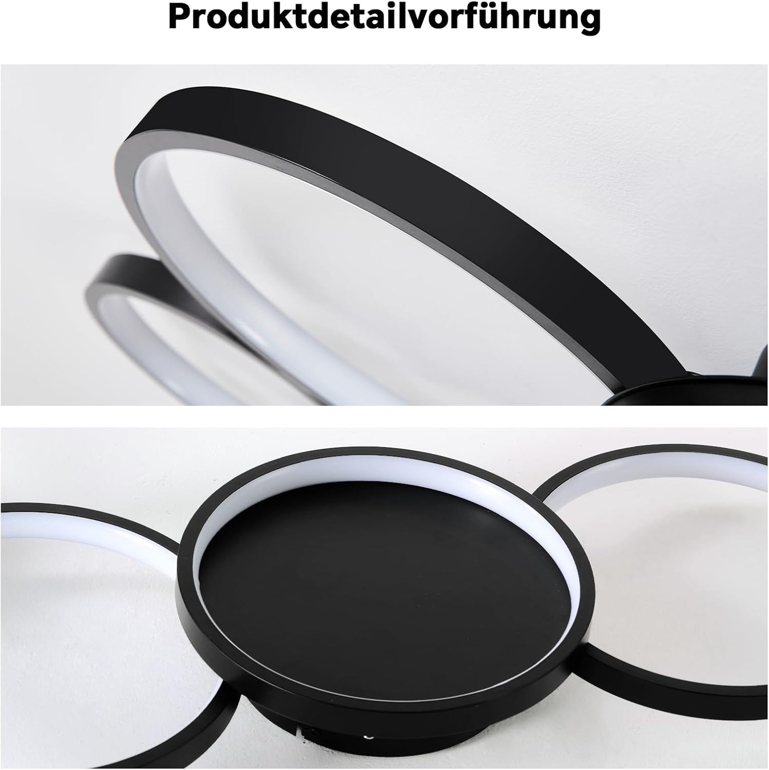 BAYHT Plafondlamp met afstandsbediening, woonkamerlamp met Matter compatibel met HomeKit, Alexa, Google en IFTTT, 50W moderne LED-plafondlamp voor slaapkamer en woonkamer (100cm, zwart)