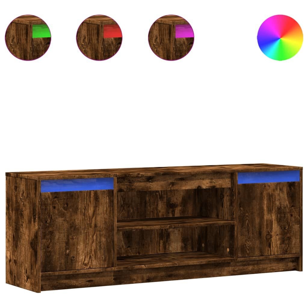 vidaXL Tv-meubel met LED 139,5x34x50 cm bewerkt hout gerookt eiken