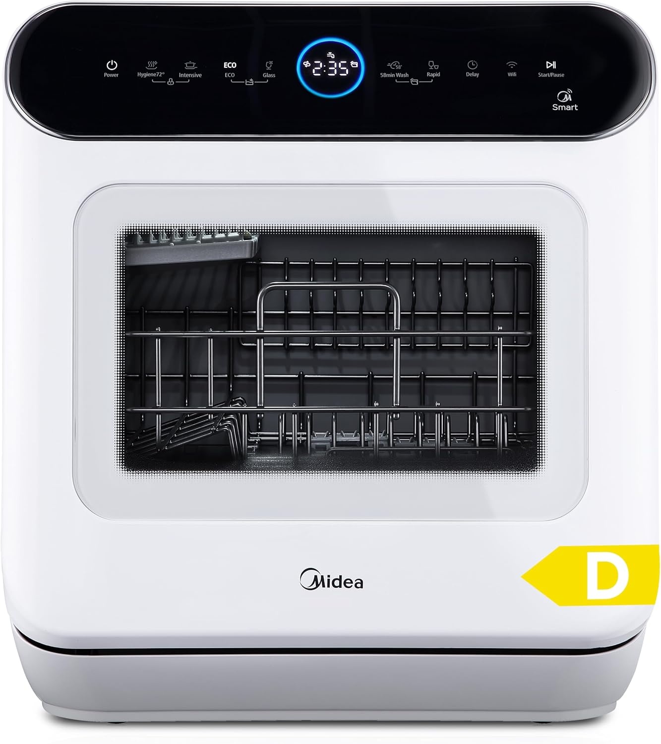 Midea Tabletop Dishwasher for 3 Place Settings, Can Be Used with and Without Water Connection, IOT Control, 6+1 Programmes, Touch Control, Mini Dishwasher for Homes, Dormitories and Motorhomes - Maat 3 Gedecke