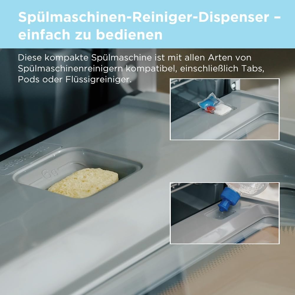 Midea Tabletop Dishwasher for 3 Place Settings, Can Be Used with and Without Water Connection, IOT Control, 6+1 Programmes, Touch Control, Mini Dishwasher for Homes, Dormitories and Motorhomes - Maat 3 Gedecke