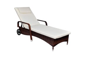 vidaXL Ligbed met Kussen, Poly Rattan Bruin (41% Korting)