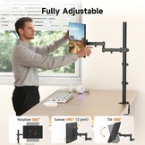 Bracwiser Monitorarm 80cm hoogte-instelbaar, tot 32 inch, Zwart