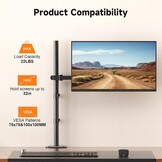 Bracwiser Monitorarm 80cm hoogte-instelbaar, tot 32 inch, Zwart