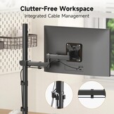 Bracwiser Monitorarm 80cm hoogte-instelbaar, tot 32 inch, Zwart