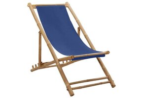VidaXL Ligstoel Bamboe & Canvas Marineblauw - 33% Korting