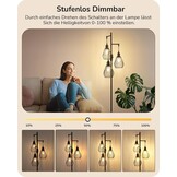 EDISHINE Industriële Vloerlamp met 3 Lichtpunten - Zwart - 166 cm