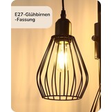 EDISHINE Industriële Vloerlamp met 3 Lichtpunten - Zwart - 166 cm