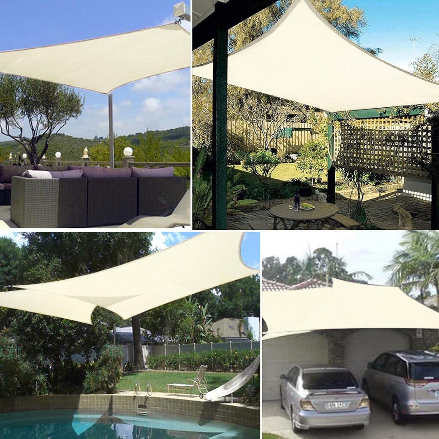 Dripex Zonnezeil Rechthoekig 5 x 7 meter - Cream Wit - UV-bestendig
