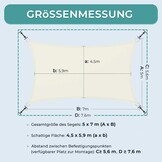Dripex Zonnezeil Rechthoekig 5 x 7 meter - Cream Wit - UV-bestendig