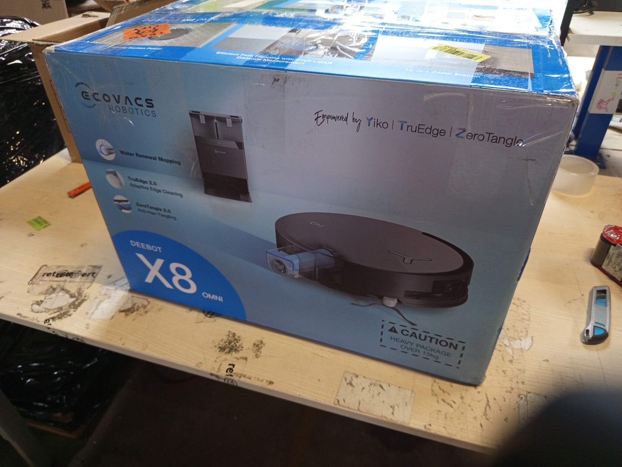 ECOVACS X8 Omni Robotstofzuiger met Omni-station, robotstofzuiger 18000 Pa, onmiddellijke automatische reiniging OZMO roller, warm water wassen 75 °C, automatische lediging, zwart