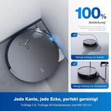 ECOVACS X8 Omni Robotstofzuiger met Omni-station, robotstofzuiger 18000 Pa, onmiddellijke automatische reiniging OZMO roller, warm water wassen 75 °C, automatische lediging, zwart
