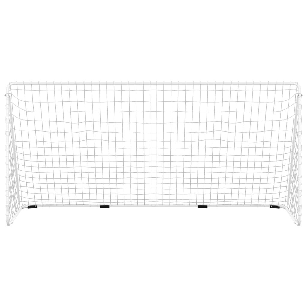 Voetbaldoel met Net - 366x122x182 cm - Staal - Wit - 34% Korting