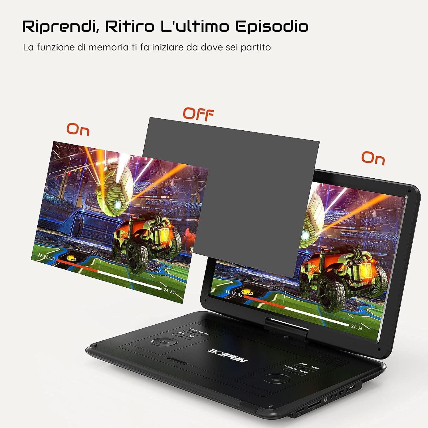 BOIFUN Draagbare dvd-speler met 15,6 inch HD-display, 6 uur oplaadbare batterij, ondersteuning voor USB/SD-kaart/AV-overdracht, sync tv, projectorscherm, zwart