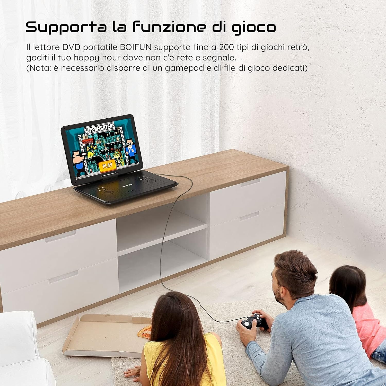 BOIFUN Draagbare dvd-speler met 15,6 inch HD-display, 6 uur oplaadbare batterij, ondersteuning voor USB/SD-kaart/AV-overdracht, sync tv, projectorscherm, zwart