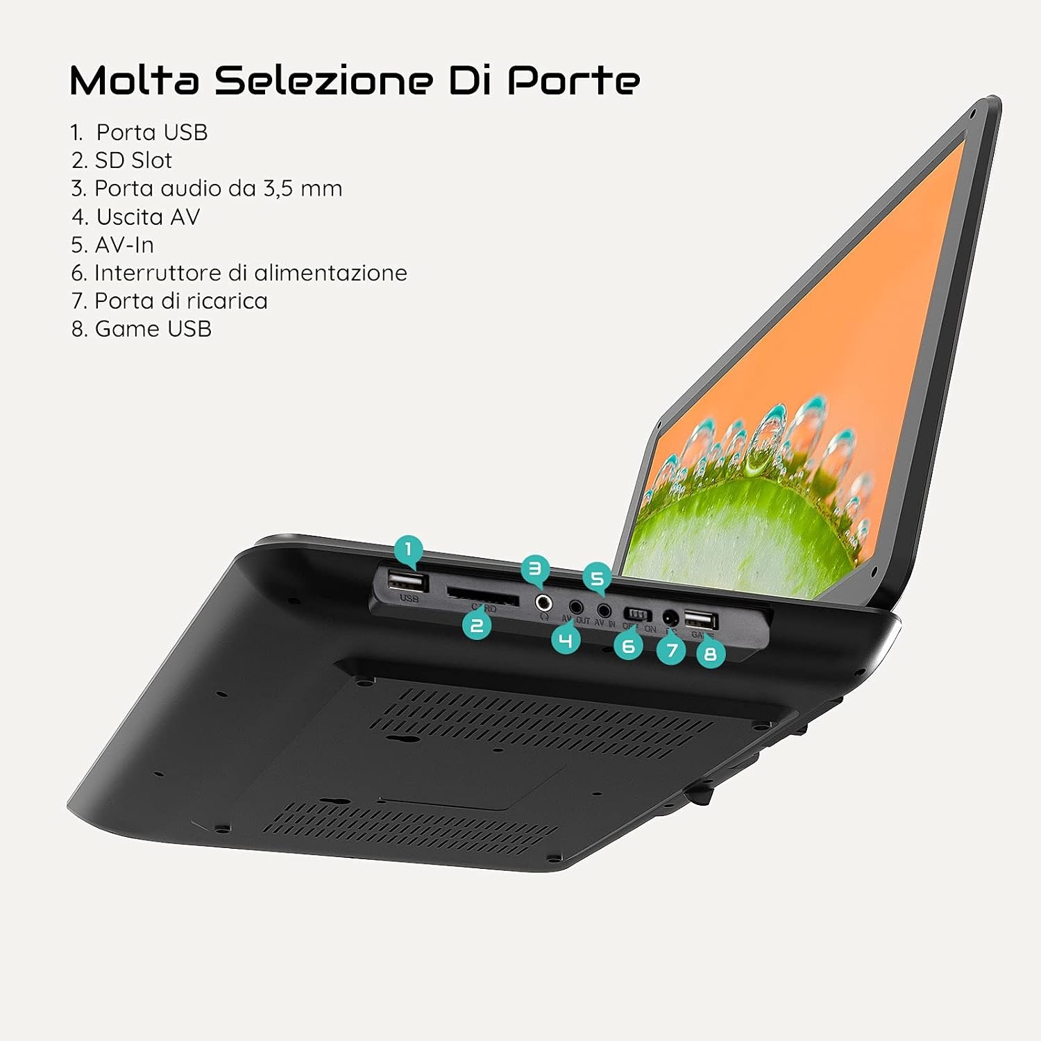 BOIFUN Draagbare dvd-speler met 15,6 inch HD-display, 6 uur oplaadbare batterij, ondersteuning voor USB/SD-kaart/AV-overdracht, sync tv, projectorscherm, zwart