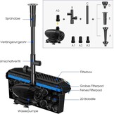 Biling Vijverpomp op zonne-energie, complete set met pomp, 50 W, 2100 l/u, vijverpomp op zonne-energie met filter voor vijvers tot 4000 liter, fontein op zonne-energie, voor buiten, tuin, vijver