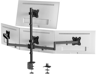 Monitorhouder voor 4-monitoren 17 inch - 27 inch - monitor tafelhouder voor led-lcd-schermen, in hoogte verstelbare monitorhouder boven elkaar monitorhouder, 10 kg per arm, VESA 75/100, zwart - Maat 27 Zoll