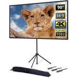 excelimage 16:9 draagbaar projectiescherm met standaard, 80 inch, licht, eenvoudig te installeren, idee voor thuisbioscoop, tuinfeest, outdoor