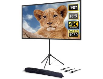 excelimage 16:9 draagbaar projectiescherm met standaard, 80 inch, licht, eenvoudig te installeren, idee voor thuisbioscoop, tuinfeest, outdoor