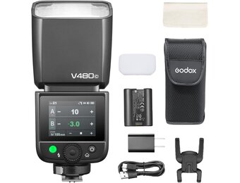Godox V480C Flash TTL voor camera Canon, GN50 Speedlite touchscreen Canon, HSS 1/8000s USB-C oplaadhouder, 650 keer flitsen, met modelleringslamp