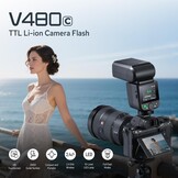 Godox V480C Flash TTL voor camera Canon, GN50 Speedlite touchscreen Canon, HSS 1/8000s USB-C oplaadhouder, 650 keer flitsen, met modelleringslamp