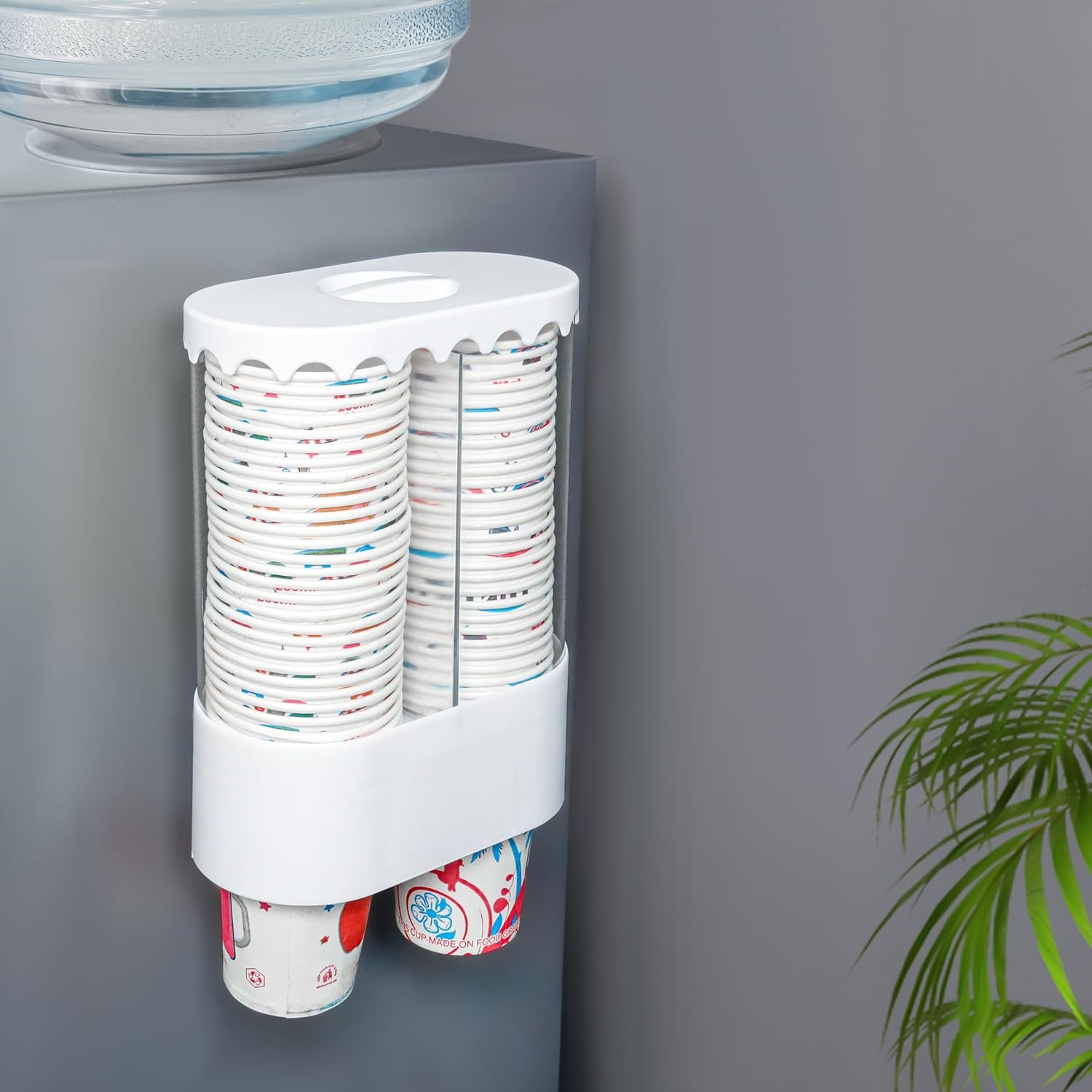 Belle Vous Muur Gemonteerde Dubbele Buis Beker Dispenser - Trek Type Waterkoeler Bekerhouder voor Plastic of Papieren Bekers - Kantoor, Huis, Gym, Badkamer Gebruik