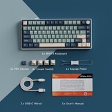 RK ROYAL KLUDGE R75 Draadloos Mechanisch Toetsenbord, 75% Procent Gaming Toetsenbord Pakking Mount Aangepast Toetsenbord US Layout RGB Backlit met Knop & PBT Keycaps, BT5.1/2.4GHz/USB-C, Hot Swappable