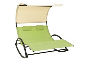 Tweepersoons Ligbed met Luifel, Textileen, Groen/Crème - 35% Korting