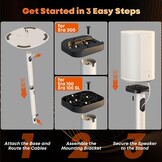 Luidsprekerstandaarden voor Sonos Era 100 SL, Era 100 en Era 300 – Verstelbare hoogte, Vloerstandaarden 74-99 cm, Maximaal draagvermogen 5 kg per standaard, 1 paar, wit