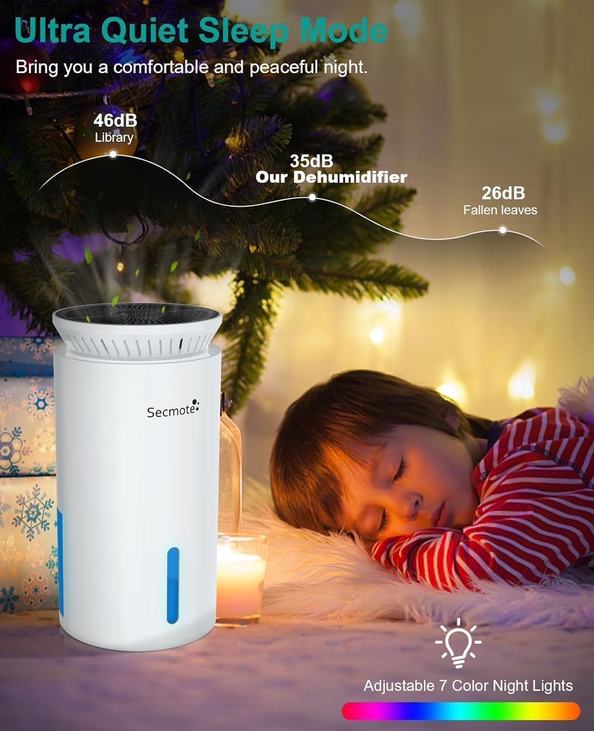 Secmote Elektrische Luchtontvochtiger - 2000 ml - Wit - Voor ruimtes tot 50 m²