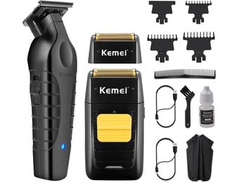 Kemei Elektrisch scheerapparaat voor mannen en tondeuse voor mannen, professionele trimmer zonder tussenruimte, draadloos hoofd scheerapparaat voor mannen met kaalheid, 1102 +PG2299