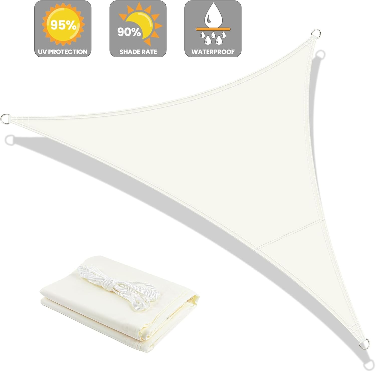 Waterdicht Schaduwdoek 3x3m Crèmewit - 95% UV Bescherming (28% Korting!)