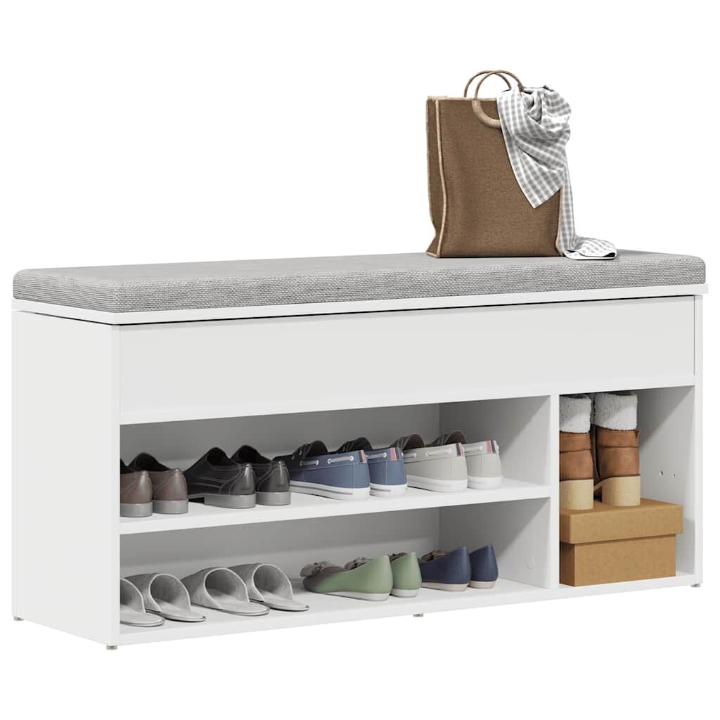 Shoenenbank bewerkt hout wit - 102x30,5x45 cm | 58% Korting!