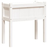 Grenenhouten plantenbak met poten, Wit, 70x31x70 cm - 34% Korting!