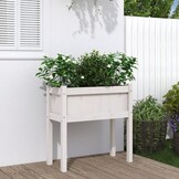 Grenenhouten plantenbak met poten, Wit, 70x31x70 cm - 34% Korting!