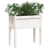 Grenenhouten plantenbak met poten, Wit, 70x31x70 cm - 34% Korting!