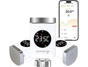 SALCAR TRV801W Thermostaatkoppen, 3 stuks, wifi, thermostaat, compatibel met Amazon Alexa en Google Assistent, Tuya, programmeerbaar, thermostaat, geen gateway nodig
