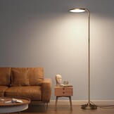 SIBRILLE LED Vloerlamp 175 cm Dimbare Leeslamp met Afstandsbediening - Bruin